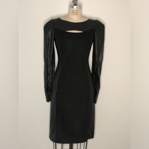 Black leather and wool dress. One of a kind.